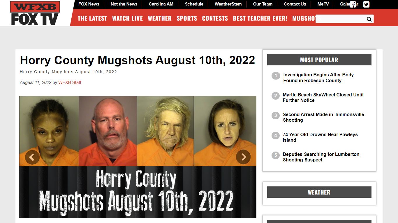 Horry County Mugshots August 10th, 2022 - WFXB